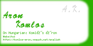 aron komlos business card